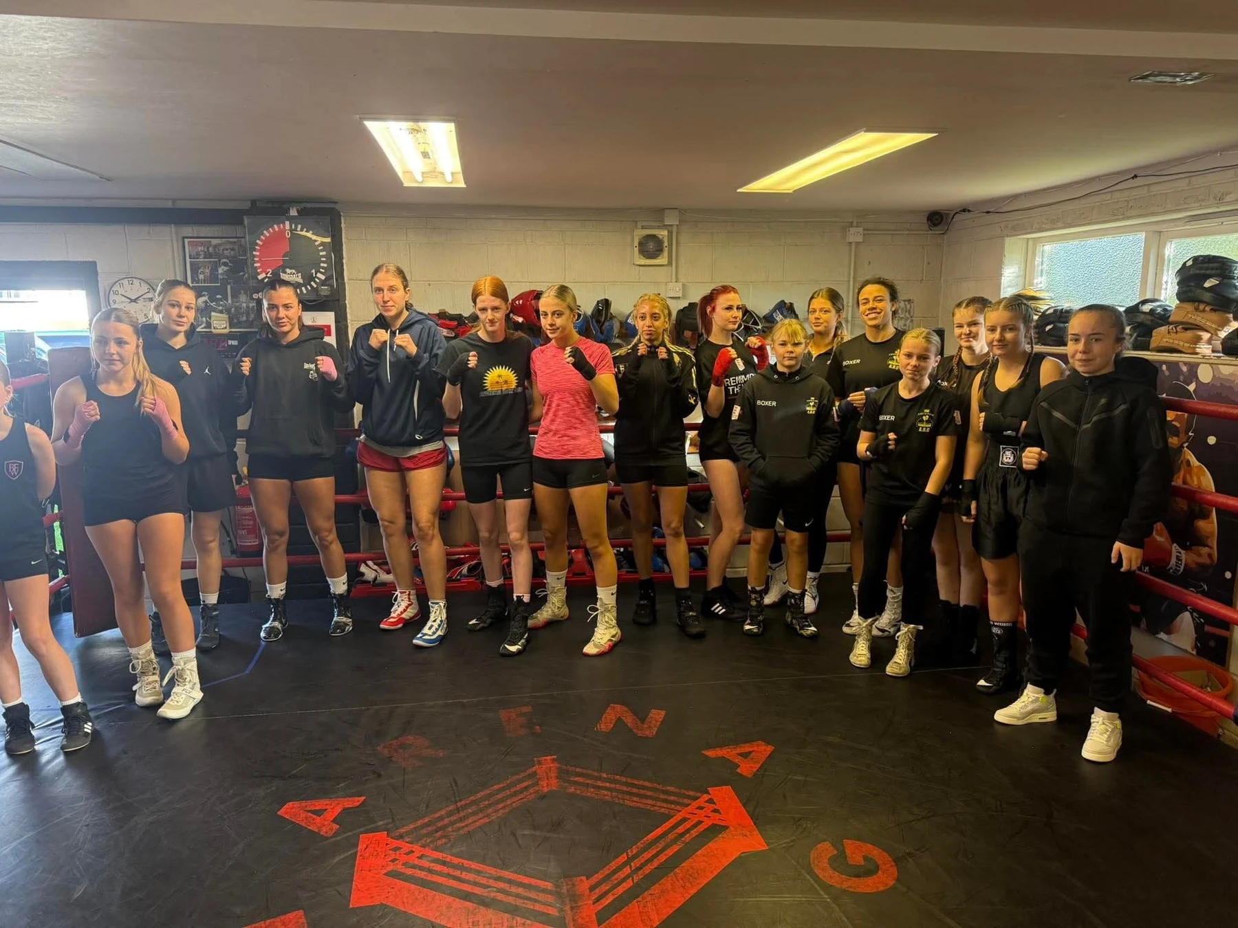 Arena women and girls boxers together inside the Bournemouth gym