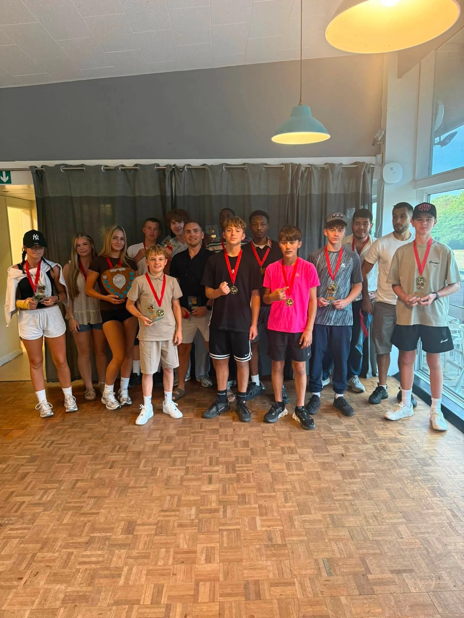 Arena junior boxers celebrating club awards together